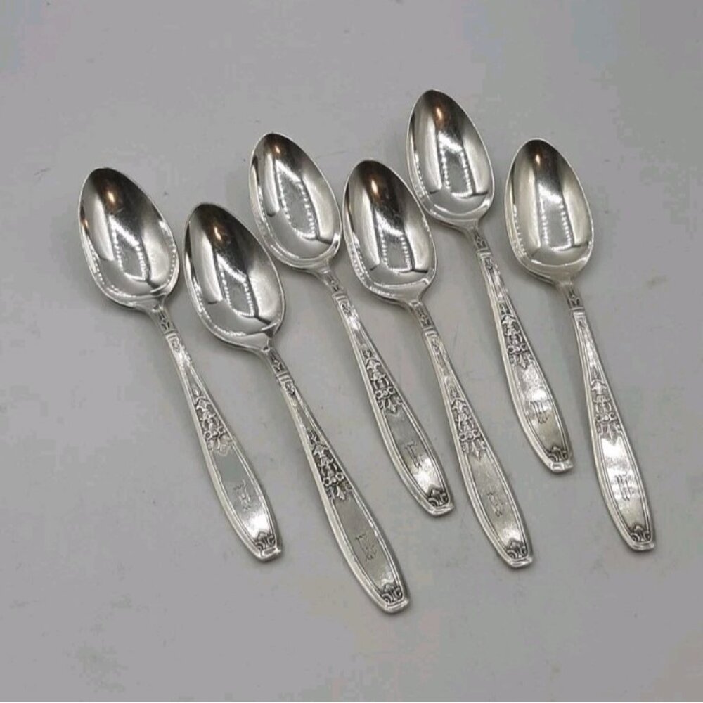 International 1847 Rogers Bros Spoons Set Of 6 AMBASSADOR SilverPlate 6" Initial